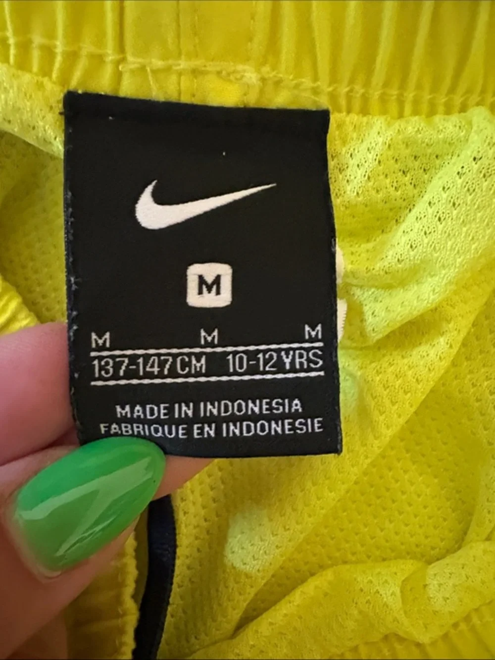 Nike Men's Neon Yellow Athletic Shorts with Black Swoosh